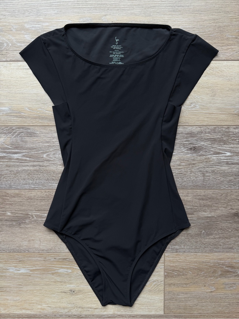Seea Black Cap Sleeve One Piece Swimsuit Small Matte Surf Suit Like New